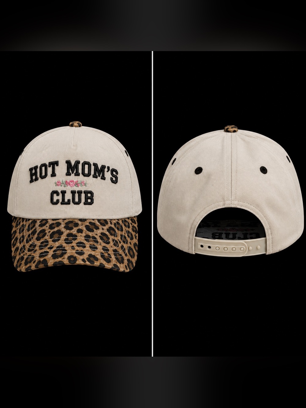 🆕 Hot Mom’s Club Leopard Print Two-Tone Snapback Baseball Cap NWT Women’s Hat - Picture 2 of 3